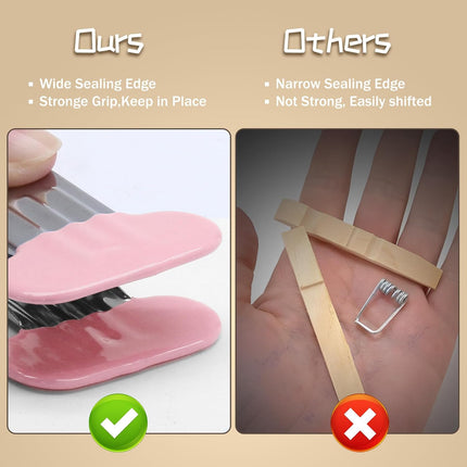 12 Pack Chip Bag Clips with Silicone Edges, 1.5 Inches Wide Chip Clips Food Clips Bag Clips Stainless Steel Food Bag Clips - Air Tight Seal, Heavy Duty for Kitchen and Office, Pink.