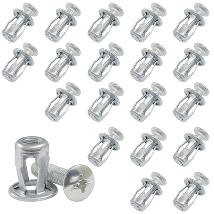 20 Pack M6*25 Hollow Wall Anchors, Heavy Duty Cavity Fixing Anchors, Secure Fixings for Thin Walls/Aluminium Cladding Sheet/Steel Pipe/Iron Sheet/Hollow Plastic Sheet(M6 x 1").