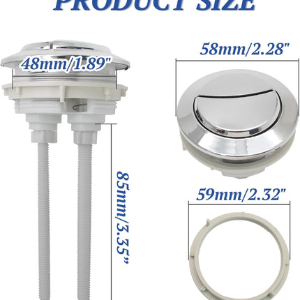 Toilet Tank Push Button 48mm Thread Diameter Dual Push Flushing Button Adjustable Toilet Water Tank Button Replacement, Pack of 1.