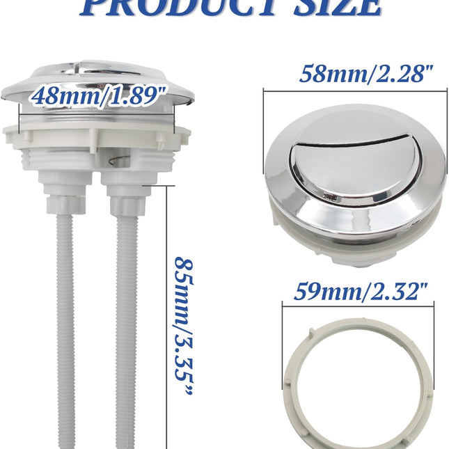Toilet Tank Push Button 48mm Thread Diameter Dual Push Flushing Button Adjustable Toilet Water Tank Button Replacement, Pack of 1.