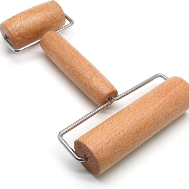 Wooden Rolling Pin, Ergonomic Non-Stick Pizza Baker Dough Pastry Roller for Kitchen Home Cooking Baking (H Square Type).