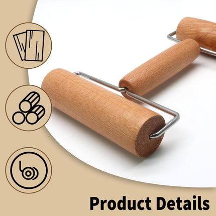 Wooden Rolling Pin, Ergonomic Non-Stick Pizza Baker Dough Pastry Roller for Kitchen Home Cooking Baking (H Square Type).