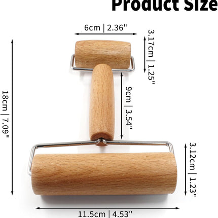 Wooden Rolling Pin, Ergonomic Non-Stick Pizza Baker Dough Pastry Roller for Kitchen Home Cooking Baking (H Square Type).
