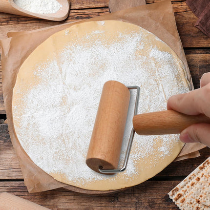 Wooden Rolling Pin, Ergonomic Non-Stick Pizza Baker Dough Pastry Roller for Kitchen Home Cooking Baking (H Square Type).
