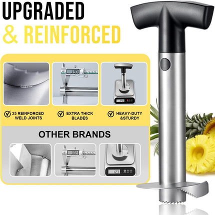 Pineapple Corer and Slicer, Heavy-Duty Stainless Steel Reinforced Thicker Blade Easy-to-Use Pineapple Core Remover & Peeler Tool.