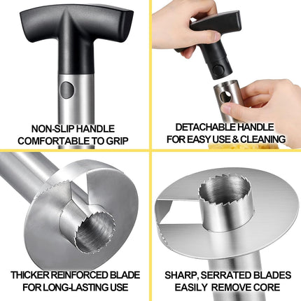 Pineapple Corer and Slicer, Heavy-Duty Stainless Steel Reinforced Thicker Blade Easy-to-Use Pineapple Core Remover & Peeler Tool.