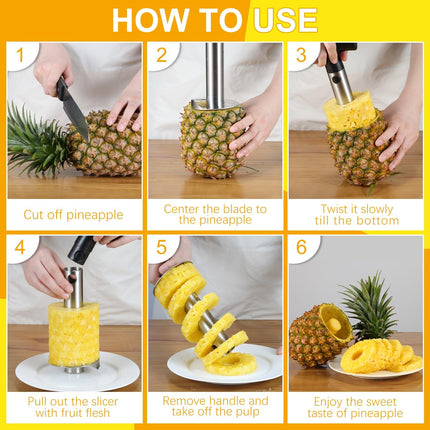 Pineapple Corer and Slicer, Heavy-Duty Stainless Steel Reinforced Thicker Blade Easy-to-Use Pineapple Core Remover & Peeler Tool.