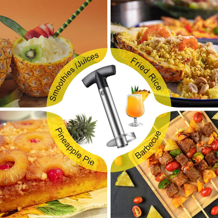 Pineapple Corer and Slicer, Heavy-Duty Stainless Steel Reinforced Thicker Blade Easy-to-Use Pineapple Core Remover & Peeler Tool.