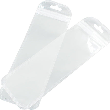 100 Reusable Clear Self Sealing Bags, Zipper Closure, Transparent, Plastic, Square, Waterproof, 7.28 x 2.36 Inches, Ideal for Packaging Pen, Jewelry, Cosmetic, Food, Gift.