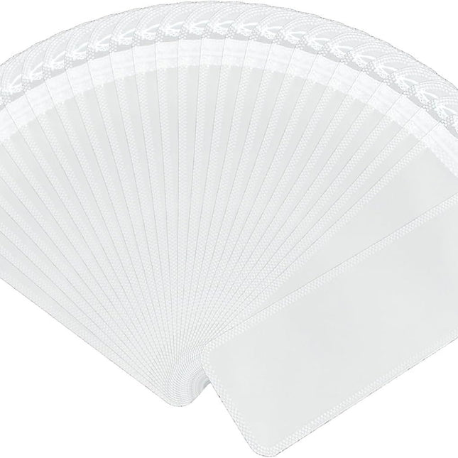 100 Reusable Clear Self Sealing Bags, Zipper Closure, Transparent, Plastic, Square, Waterproof, 7.28 x 2.36 Inches, Ideal for Packaging Pen, Jewelry, Cosmetic, Food, Gift.