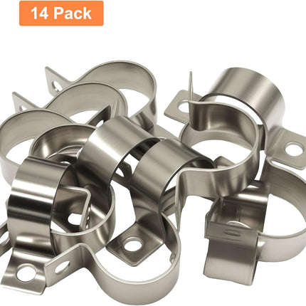 14 Pack 1 Inch Stainless Steel Conduit Clamps, U-Shape Bracket Pipe Clamps 2 Hole Fixing Clips, Universal Strap for Tube Pipe or Wire Cord Installation - Fits OD 25 mm(1") Tube.