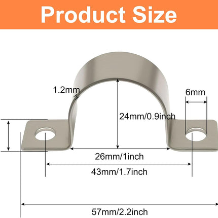 14 Pack 1 Inch Stainless Steel Conduit Clamps, U-Shape Bracket Pipe Clamps 2 Hole Fixing Clips, Universal Strap for Tube Pipe or Wire Cord Installation - Fits OD 25 mm(1") Tube.
