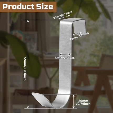 6 Pack Over The Cabinet Door Hooks Silver Towel Hook Over Bathroom Frameless Glass Door Office Kitchen Towel Coat J Hooks for Hanging.