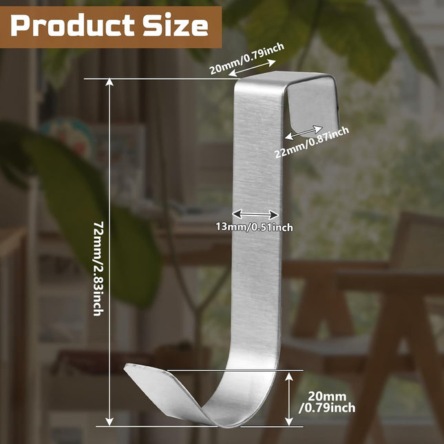 6 Pack Over The Cabinet Door Hooks Silver Towel Hook Over Bathroom Frameless Glass Door Office Kitchen Towel Coat J Hooks for Hanging.