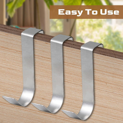 6 Pack Over The Cabinet Door Hooks Silver Towel Hook Over Bathroom Frameless Glass Door Office Kitchen Towel Coat J Hooks for Hanging.