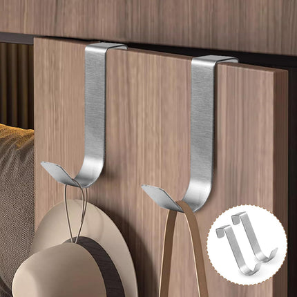 6 Pack Over The Cabinet Door Hooks Silver Towel Hook Over Bathroom Frameless Glass Door Office Kitchen Towel Coat J Hooks for Hanging.