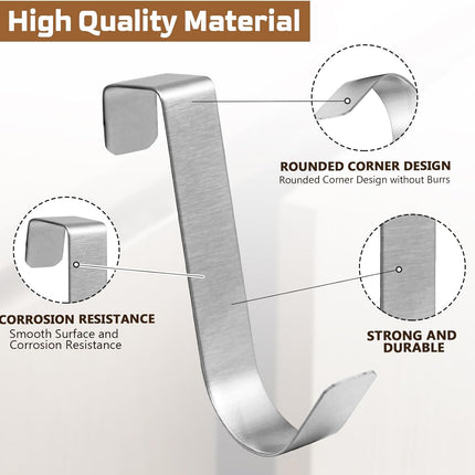 6 Pack Over The Cabinet Door Hooks Silver Towel Hook Over Bathroom Frameless Glass Door Office Kitchen Towel Coat J Hooks for Hanging.