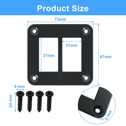 2 Gang Rocker Switch Panel Housing Holder, Rocker Toggle Switch Aluminum Housing Bracket with Screw, Black Waterproof Anodized Aluminium Panel for Car Boat Trailer RV SUV ATV UTV.