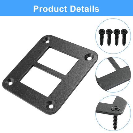 2 Gang Rocker Switch Panel Housing Holder, Rocker Toggle Switch Aluminum Housing Bracket with Screw, Black Waterproof Anodized Aluminium Panel for Car Boat Trailer RV SUV ATV UTV.
