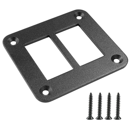 2 Gang Rocker Switch Panel Housing Holder, Rocker Toggle Switch Aluminum Housing Bracket with Screw, Black Waterproof Anodized Aluminium Panel for Car Boat Trailer RV SUV ATV UTV.