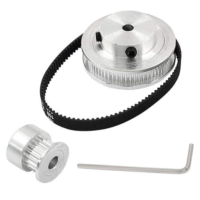 2Pcs Set GT2 Synchronous Wheel 20&60 Teeth 5mm Bore Aluminum Timing Pulley with 2Pcs Length 200mm Width 6mm Belt.
