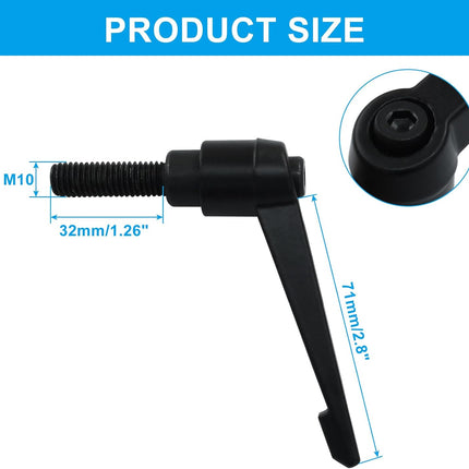 2Pcs Adjustable Clamping Lever Handle M10 x 32mm Male Thread Adjustable Handles Push Button Ratchet Lever Knob Rotating Screw Handles Bolts with Locking Lever.