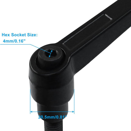 2Pcs Adjustable Clamping Lever Handle M10 x 32mm Male Thread Adjustable Handles Push Button Ratchet Lever Knob Rotating Screw Handles Bolts with Locking Lever.