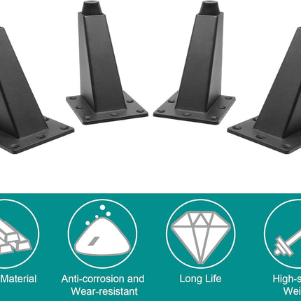 Sofa Legs Set of 4, Matte Black Replacement Couch Legs,3-3/4 Inch / 96mm Metal Furniture Legs for Cabinet Feet & DIY Furniture.