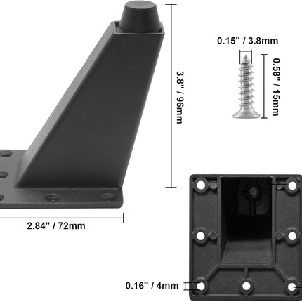 Sofa Legs Set of 4, Matte Black Replacement Couch Legs,3-3/4 Inch / 96mm Metal Furniture Legs for Cabinet Feet & DIY Furniture.