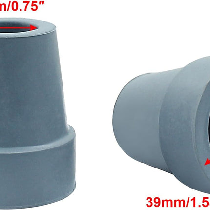 4pcs 19mm Rubber Cane Tips, 3/4 Inch Diameter Anti Slip Crutch Tips, Universal Replacement Tips for Cane, Crutch, Walker (Grey).
