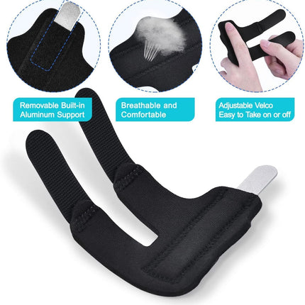 Finger Splint, 5PCS Finger Support Brace Finger Stabilizer for Broken Fingers Straightening Arthritis Knuckle Immobilization, Blue & Black.