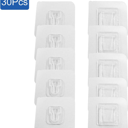 30 Pair Double Sided Adhesive Hooks Wall Adhesive Hooks Wall Hanger Holder Utility Wall Hooks for Bathroom Kitchen Office Hanging.