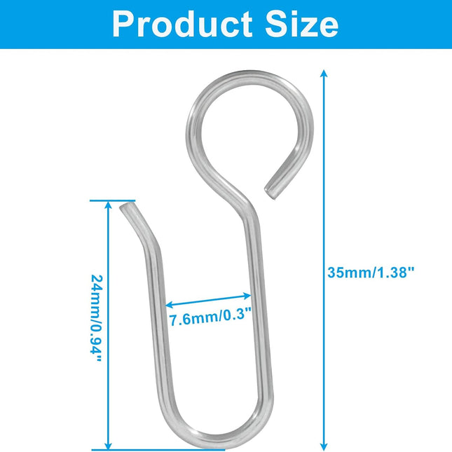 60 Pack S-Shaped Metal Curtain Track Hooks, Small Drapery Hooks Drape Pins, Ceiling Curtain Track Holders for Indoor/Shower/Window.