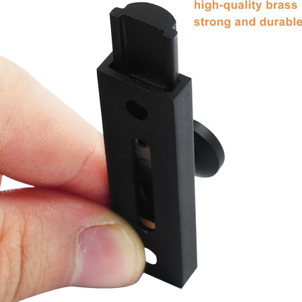 Sliding Deadbolt, Heavy Duty Solid Brass Surface Bolt, Door Slide Lock Anti Theft Security Door Latch Lock with Screws(Black,2 Inch).