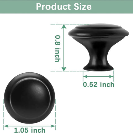 36 Pack Round Cabinet Knobs 1.05 Inch Drawer Pulls with Screws for Kitchen Cabinet Knobs Dresser and Door Handles Knob, Black.