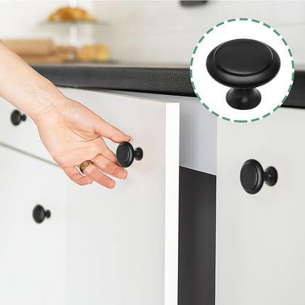 36 Pack Round Cabinet Knobs 1.05 Inch Drawer Pulls with Screws for Kitchen Cabinet Knobs Dresser and Door Handles Knob, Black.