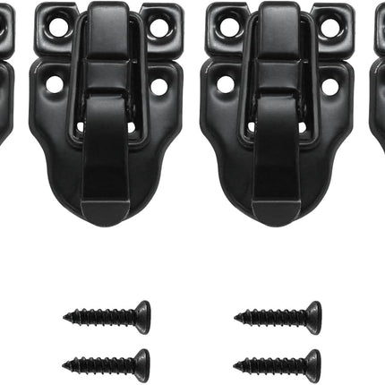 4Pack Retro Black Box Toggle Latch Antique Duckbilled Hasp Latch Catch with Padlock Hole Box Hasp Lock Toggle Hasp Latches Hardware for Jewelry Box Cabinet Wooden Case Ordinary Box Crafts.