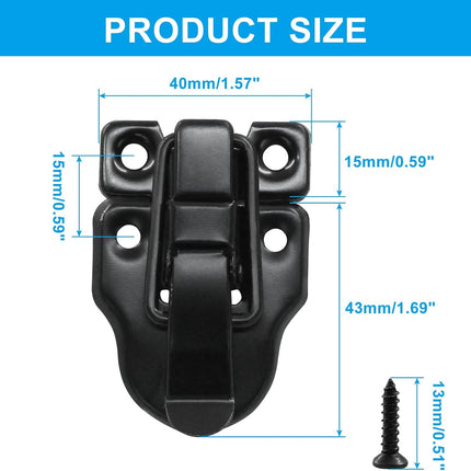 4Pack Retro Black Box Toggle Latch Antique Duckbilled Hasp Latch Catch with Padlock Hole Box Hasp Lock Toggle Hasp Latches Hardware for Jewelry Box Cabinet Wooden Case Ordinary Box Crafts.