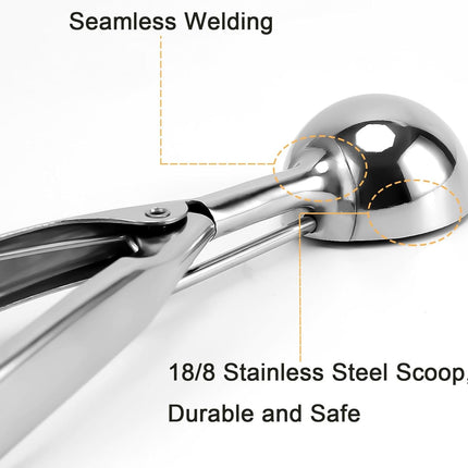 Medium Cookie Scoop, 2 Tbsp / 30ml / 1 oz, Size #40 Cookie Dough Scoop, Cookie Scoops for Baking, 1 25/32 inches / 4.5 CM Ball, 18/8 Stainless Steel, Secondary Polishing.