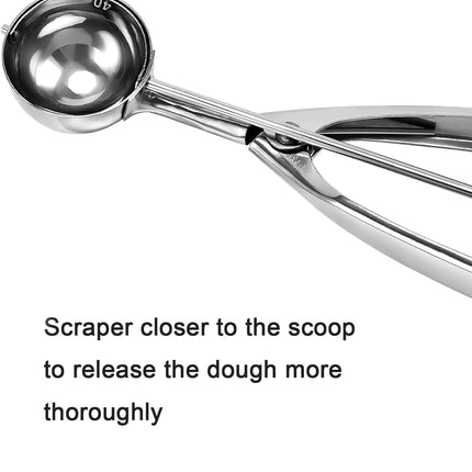 Medium Cookie Scoop, 2 Tbsp / 30ml / 1 oz, Size #40 Cookie Dough Scoop, Cookie Scoops for Baking, 1 25/32 inches / 4.5 CM Ball, 18/8 Stainless Steel, Secondary Polishing.