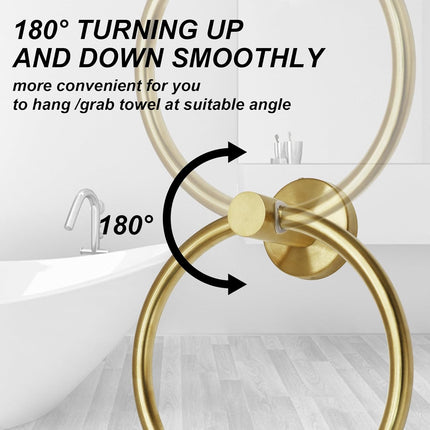 Brushed Gold Towel Ring, Stainless Steel Hand Towel Holder Modern Rack Hanger Round for Bathroom Wall Mounted (1 Pack).