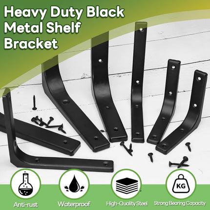4 Pack Wall Shelf Brackets, 4 x 4 Inch Heavy Duty Shelf Support Bracket, Floating Shelf Bracket L Bracket Corner Brace Support Decorative Joint Angle Bracket, Matte Black.