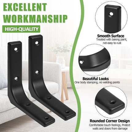 4 Pack Wall Shelf Brackets, 4 x 4 Inch Heavy Duty Shelf Support Bracket, Floating Shelf Bracket L Bracket Corner Brace Support Decorative Joint Angle Bracket, Matte Black.