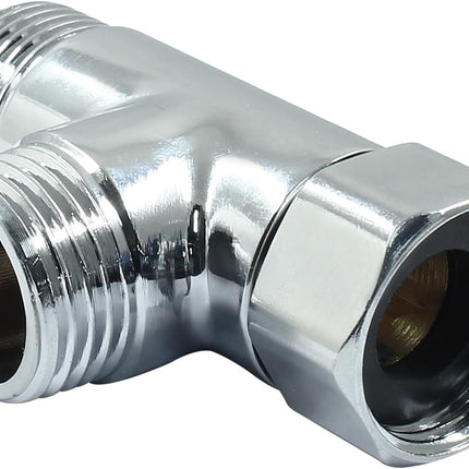 G1/2" 3 Way Diverter Valve, Solid Brass Tee Adapter Connection for Bath Shower Arm, Bidet Sprayer Faucet (Silver).