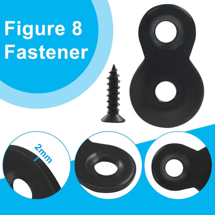 30 Pack Heavy Duty Figure 8 Fastener Clips, Solid Steel Fasteners Screws Heavy Duty Clips, Durable Table Top Connector for Desk Assembly/DIY Enthusiasts/Home(Black).