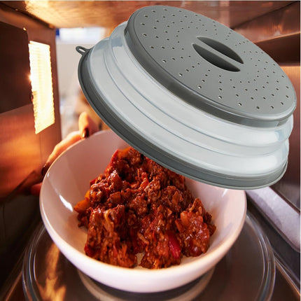 Microwave Splatter Cover Vented for Food, Splatter Guard & Colander Kitchen Gadget for Fruit Vegetables Microwave Plate Cover with Hook Hole,Dishwasher-Safe,BPA-Free Silicone & Plastic (1 Pack).