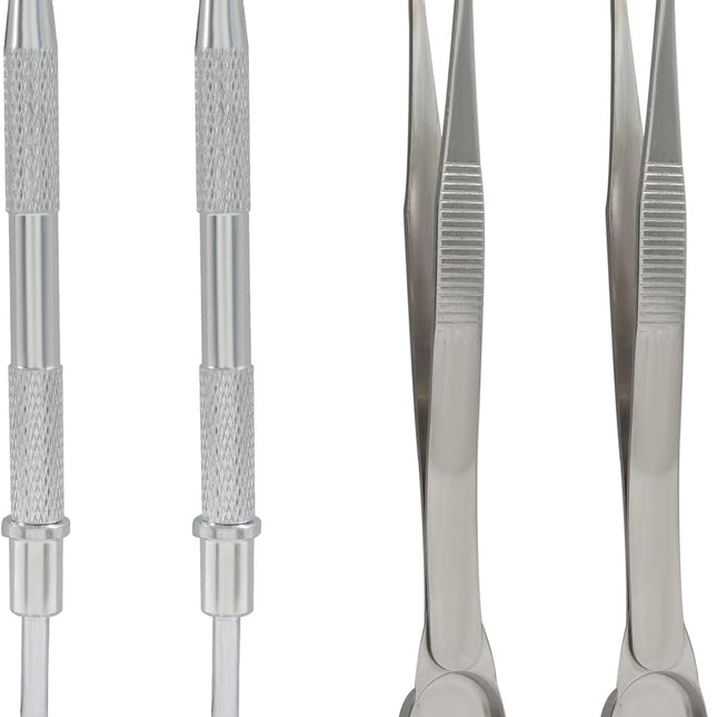 4 Pack Aluminum Alloy Cake Decorating Tools Set, Pearl Sprinkles Pen Pearl Grabber 4 Claws Stainless Steel Cake Tweezers, Pearl Sprinkle Spoon with Shovel Head for Cake Decorating/Bakers.
