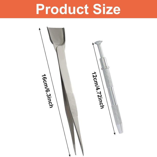 4 Pack Aluminum Alloy Cake Decorating Tools Set, Pearl Sprinkles Pen Pearl Grabber 4 Claws Stainless Steel Cake Tweezers, Pearl Sprinkle Spoon with Shovel Head for Cake Decorating/Bakers.