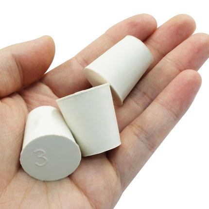 10 Pcs White Solid Rubber Stoppers 3# Tapered Lab Bungs Solid Rubber Stoppers Tapered Lab Seal Rubber Stoppers.