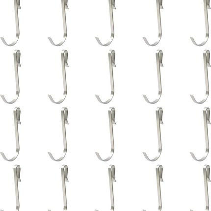 20 Pack J Shaped Clip-on Hook, Stainless Steel Wire Rack Clip-on Hanger, Hanging Sink Grid Shelf for Kitchen/Bedroom/Office (Silver).